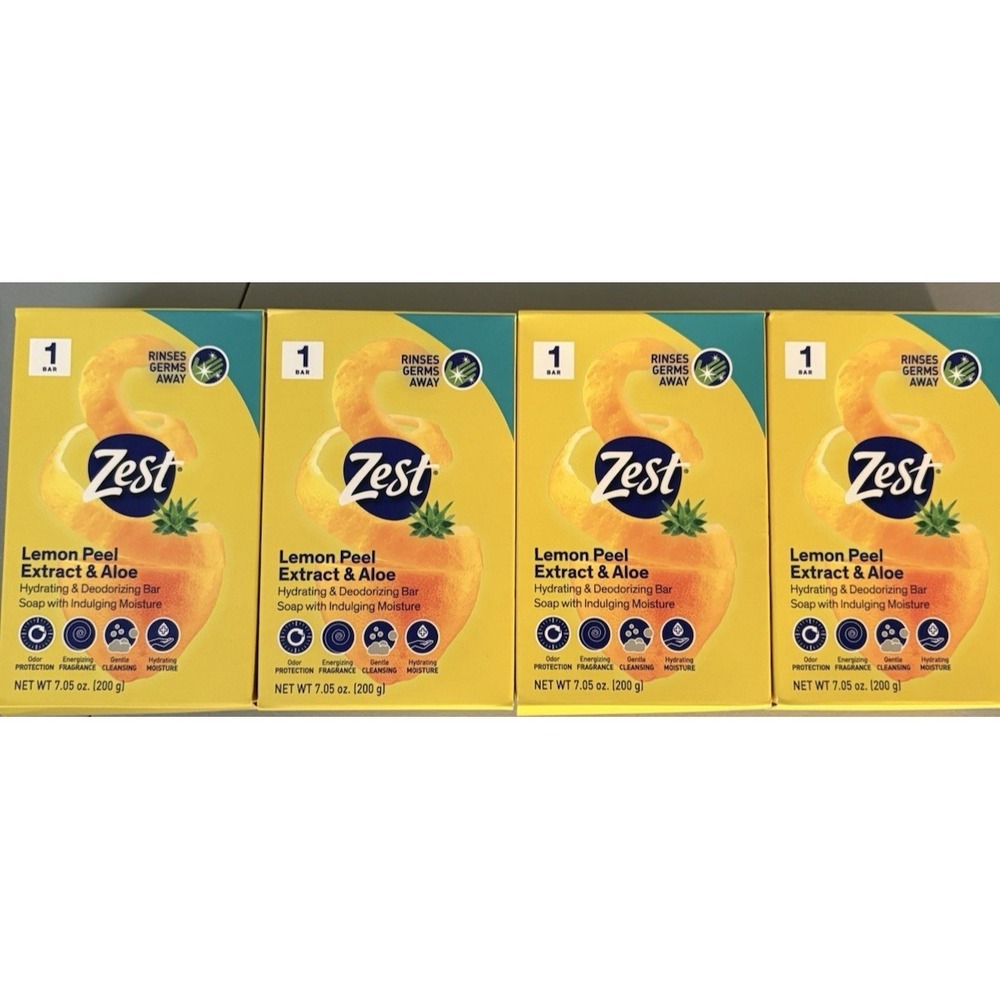 Zest Indulgence Soap Moisture Bars 4 bars lemon peel extract & aloe 7.05 oz